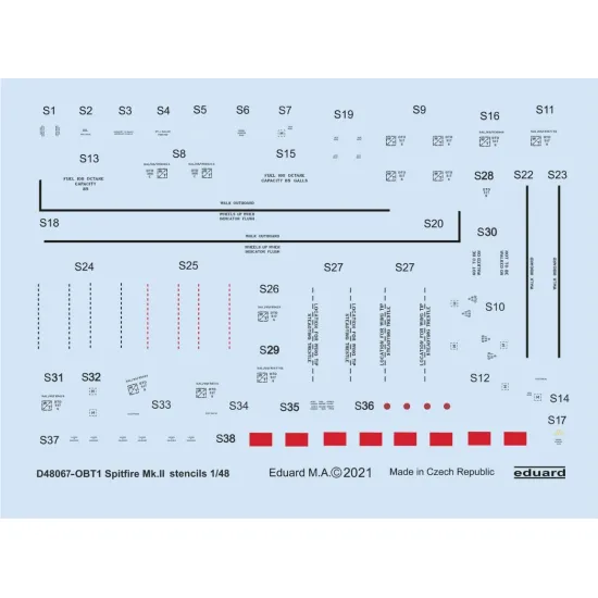 Eduard D48067 1/48 Spitfire Mk.ii Stencils Decal For Aircraft