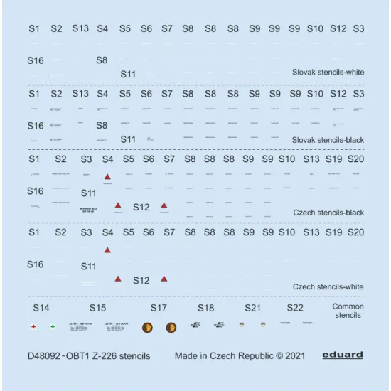 Eduard D48092 1/48 Z-226 Stencils Decal For Aircraft