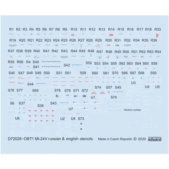 Eduard D72028 1/72 Mi-24v Stencils Russian And English Zvezda Decal For Aircraft