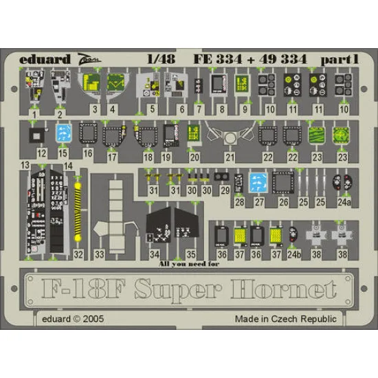 Photoetched set F-18F Super Hornet Color, for Hasegawa kit 1/48 Eduard FE334