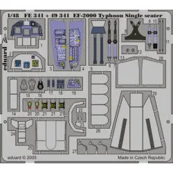 Photoetched set EF-2000 Typhoon Single Seater Color, for Italeri kit 1/48 Eduard FE341