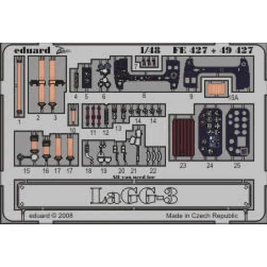 Photoetched set LaGG-3 Color, for ICM kit 1/48 Eduard FE387