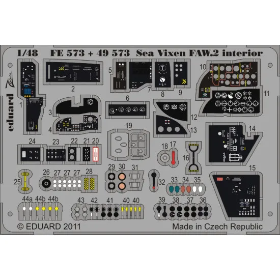 Photoetched set Sea Vixen FAW.2 interior Color, for Airfix kit 1/48 Eduard FE573