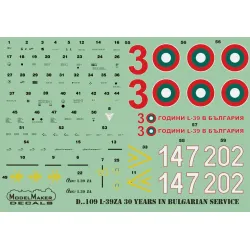 Modelmaker 1/72 D72109 L-39za 30 Years In Bulgarian Service Aircraft Decal