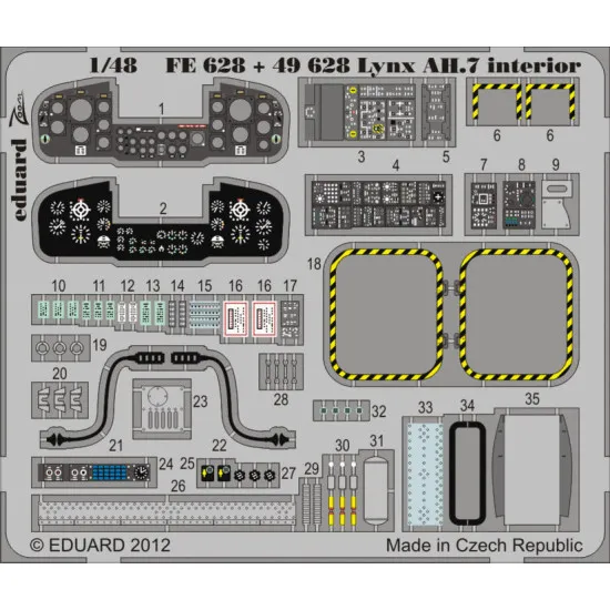 Photoetched set Lynx AH.7 interior Color, for Airfix kit 1/48 Eduard FE628