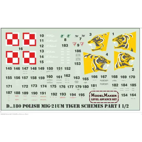 Modelmaker D72180 1/72 Polish Mig-21um Tiger Schemes Part 1
