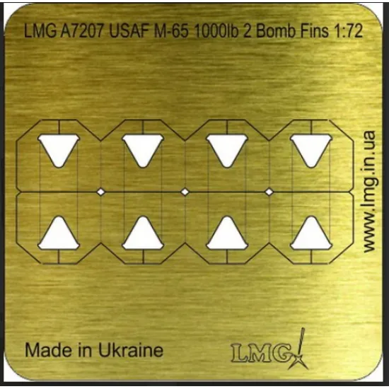 Lmg Ba-72018 1/72 Usaf 1000lb M-65 8 Bomb Fins Thickness 0-1mm Lmg Ba-72018 1/72 Usaf 1000lb M-65 8 Bomb Fins Thickness 0-1mm