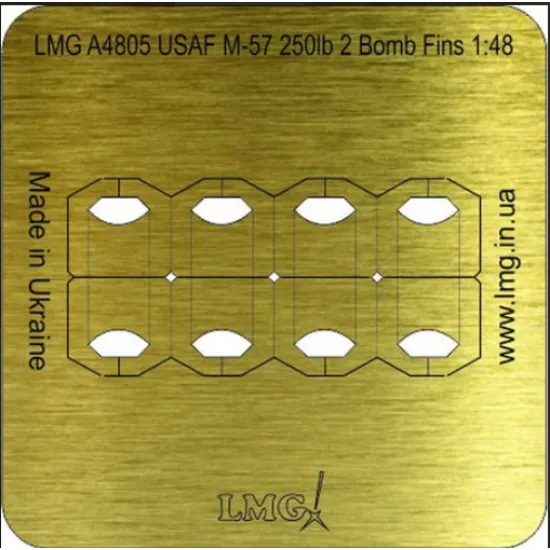Lmg Ba-48016 1/48 Usaf 250lb M-57 8 Bomb Fins Thickness 0-2mm Lmg Ba-48016 1/48 Usaf 250lb M-57 8 Bomb Fins Thickness 0-2mm