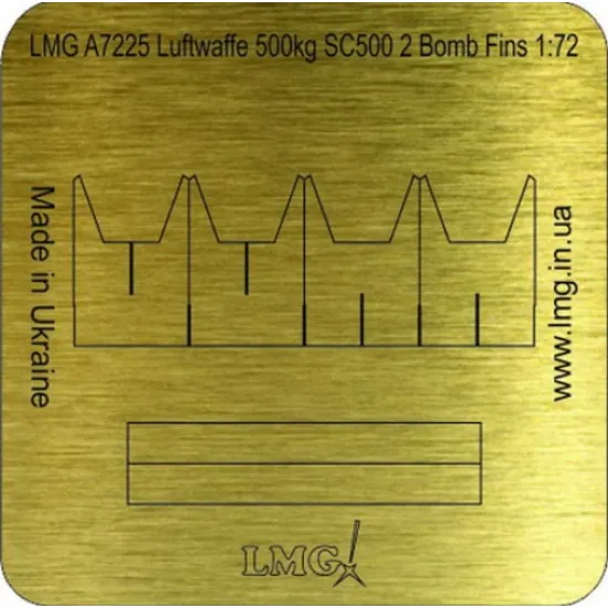 Lmg Ba-72021 1/72 Luftwaffe 500kg Sc500 2 Bomb Fins Thickness 0-1mm