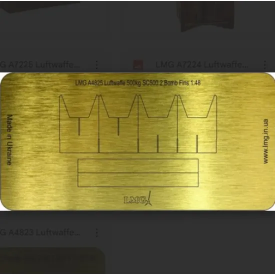 Lmg Ba-48021 1/48 Luftwaffe 500kg Sc500 2 Bomb Fins Thickness 0-2mm