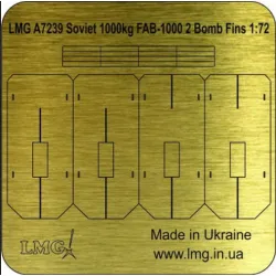 Lmg Ba-72035 1/72 Soviet 1000kg Fab-1000 2 Bomb Fins Thickness 0-1mm