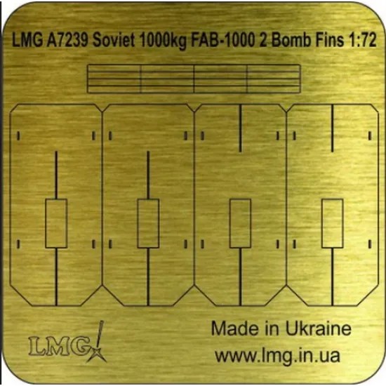 Lmg Ba-72035 1/72 Soviet 1000kg Fab-1000 2 Bomb Fins Thickness 0-1mm