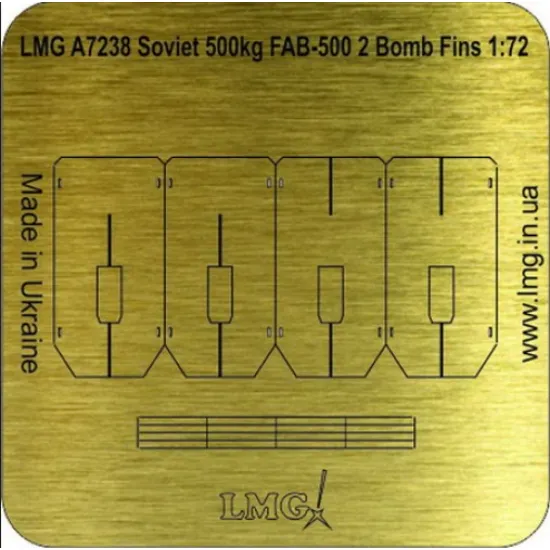 Lmg Ba-72044 1/72 Soviet 500kg Fab-500 8 Bomb Fins Thickness 0-1mm