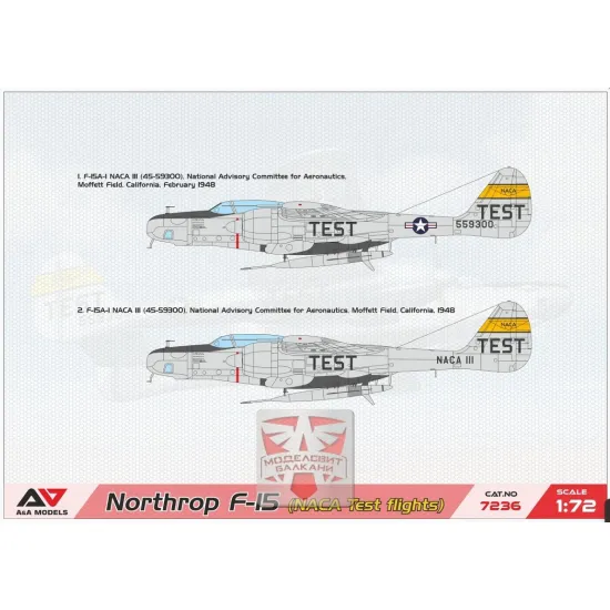 Aa Models 7236 1/72 Northrop F-15 Naca Test Flights Twin-engine Recon Aircraft
