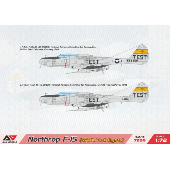 Aa Models 7236 1/72 Northrop F-15 Naca Test Flights Twin-engine Recon Aircraft