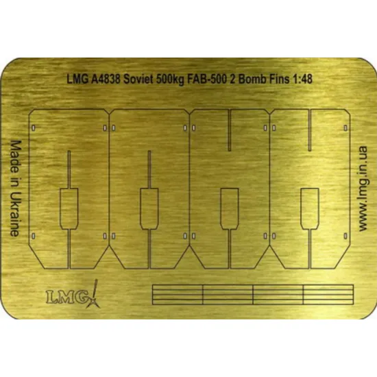 Lmg Ba-48034 1/48 Soviet 500kg Fab-500 2 Bomb Fins Thickness 0-2mm