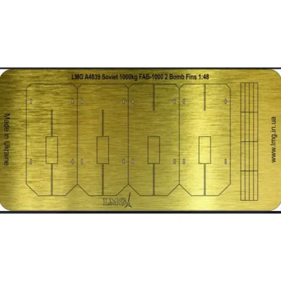 Lmg Ba-48040 1/48 Soviet 1000kg Fab-1000 4 Bomb Fins Thickness 0-2mm