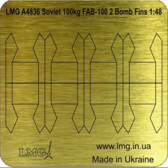 Lmg Ba-48042 1/48 Soviet 100kg Fab-100 8 Bomb Fins Thickness 0-2mm Lmg Ba-48042 1/48 Soviet 100kg Fab-100 8 Bomb Fins Thickness 0-2mm