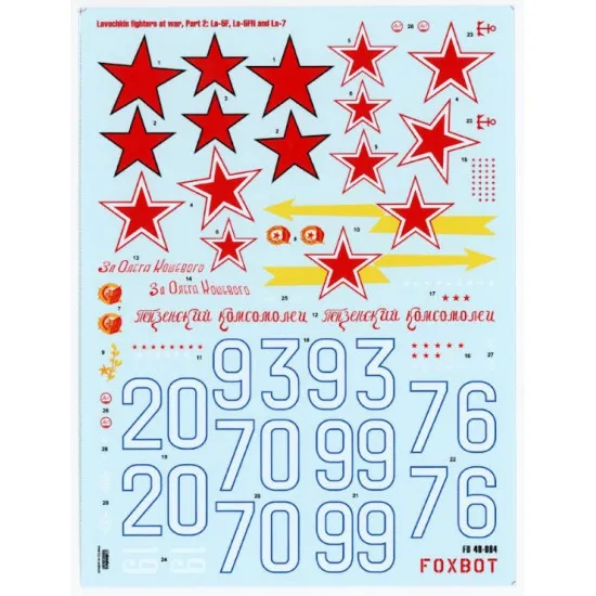 Foxbot 48-084 1/48 Lavochkin Fighters At War Part 2 La-5f La-5fn And La-7 For Academy Aml Bilek Kp Eduard Hasegawa Gavia South Front Vector Kits