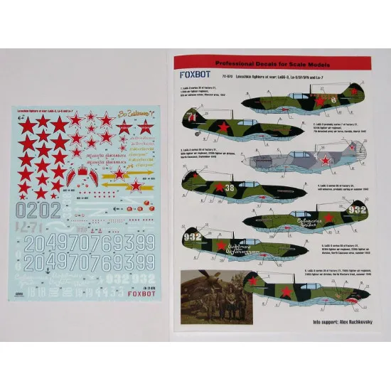 Foxbot 72-070 1/72 Lavochkin Fighters At War Lagg-3 La-5 La-5f La-5fn And La-7 For Aml Bilek Dakoplast Eastern Express Clearprop Toko Mistercraft Novo Kp Eduard Roden Kits