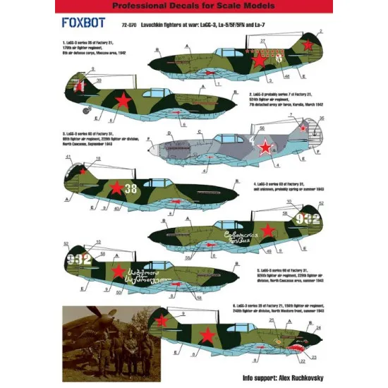 Foxbot 72-070 1/72 Lavochkin Fighters At War Lagg-3 La-5 La-5f La-5fn And La-7 For Aml Bilek Dakoplast Eastern Express Clearprop Toko Mistercraft Novo Kp Eduard Roden Kits