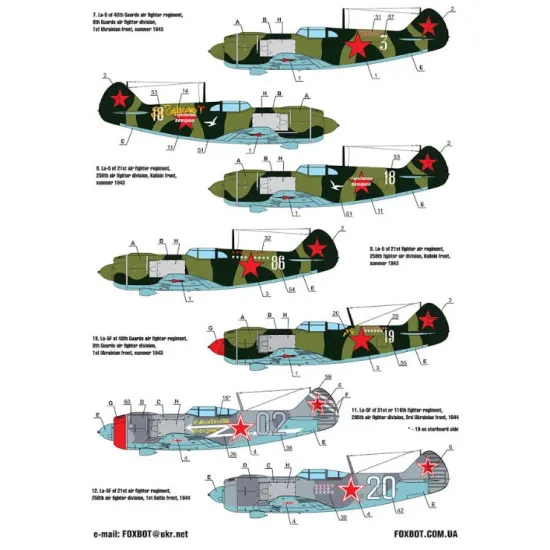 Foxbot 72-070 1/72 Lavochkin Fighters At War Lagg-3 La-5 La-5f La-5fn And La-7 For Aml Bilek Dakoplast Eastern Express Clearprop Toko Mistercraft Novo Kp Eduard Roden Kits