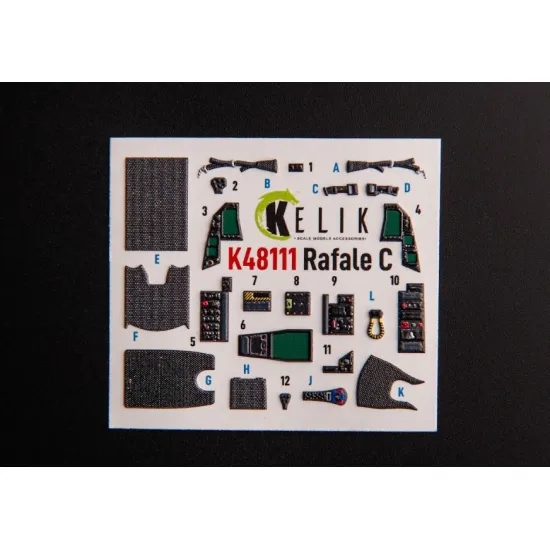 Kelik K48111 1/48 Rafale C - Interior 3d Decals For Academy/Revell Kit