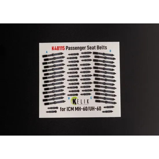 Kelik K48115 1/48 Passenger Seat Belts For Mh 60/Uh 60 Black Hawk Interior 3d Decals For Icm Kit