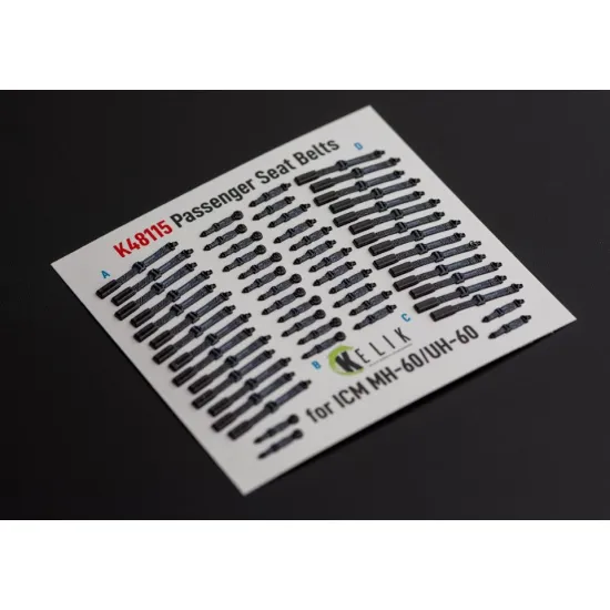 Kelik K48115 1/48 Passenger Seat Belts For Mh 60/Uh 60 Black Hawk Interior 3d Decals For Icm Kit