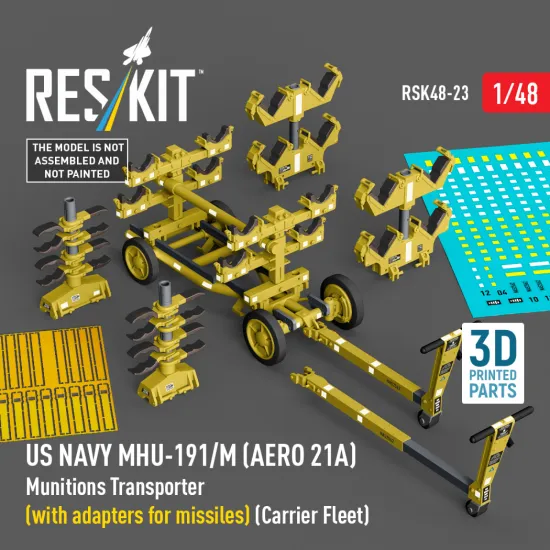 Reskit Rsk48-0023 1/48 Us Navy Mhu-191/M Aero 21a Munitions Transporter With Adapters For Missiles Carrier Fleet