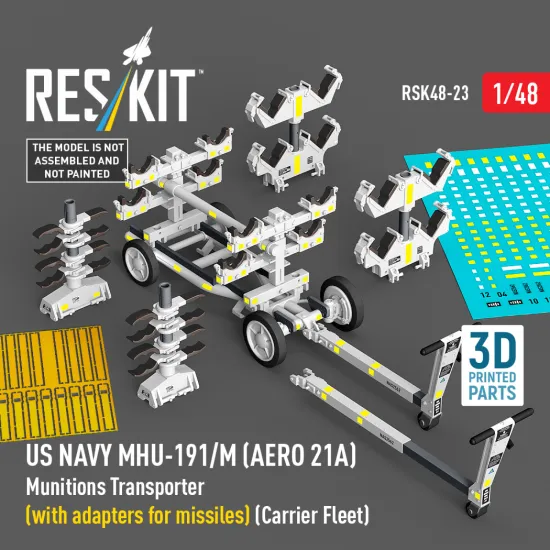 Reskit Rsk48-0023 1/48 Us Navy Mhu-191/M Aero 21a Munitions Transporter With Adapters For Missiles Carrier Fleet