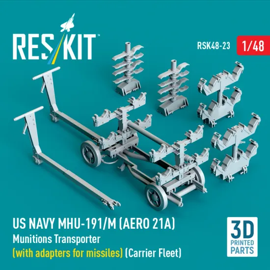 Reskit Rsk48-0023 1/48 Us Navy Mhu-191/M Aero 21a Munitions Transporter With Adapters For Missiles Carrier Fleet