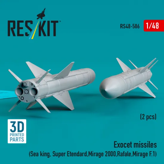 Reskit Rs48-0506 1/48 Exocet Missiles 2 Pcs 3d Printed