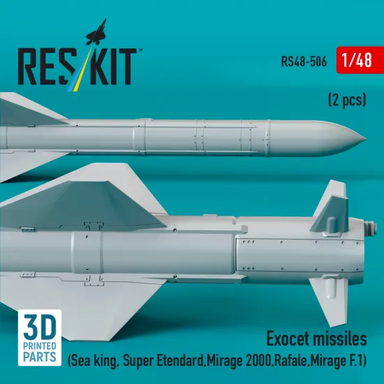 Reskit Rs48-0506 1/48 Exocet Missiles 2 Pcs 3d Printed