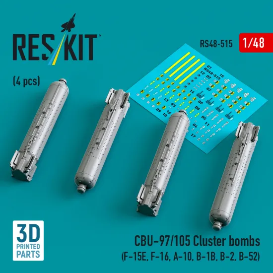 Reskit Rs48-0515 1/48 Cbu-97/105 Cluster Bombs 4 Pcs