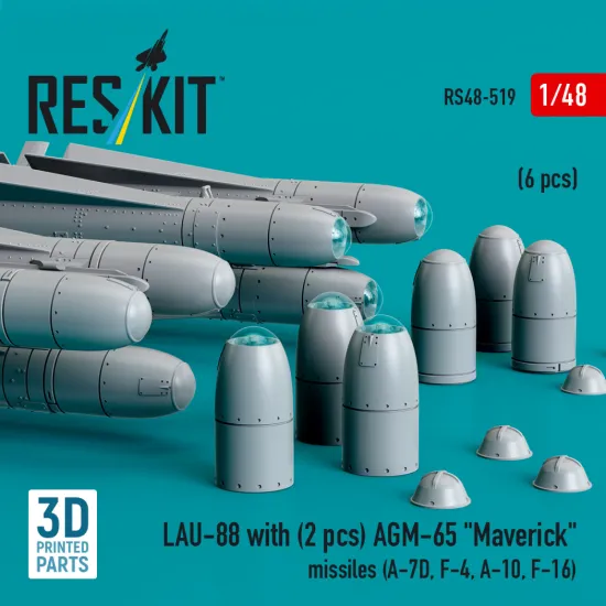 Reskit Rs48-0519 1/48 Lau-88 With 2 Pcs Agm-65 Maverick Missiles 6 Pcs