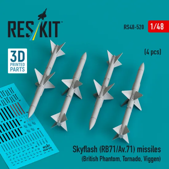 Reskit Rs48-0520 1/48 Skyflash Rb71/Av.71 Missiles 4 Pcs