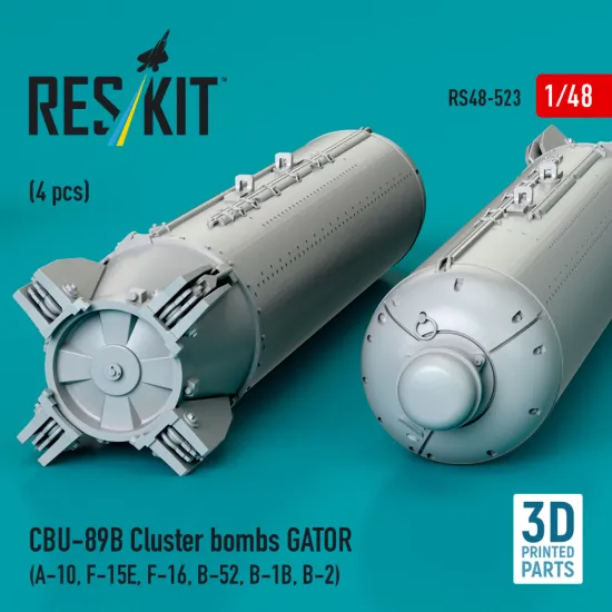 Reskit Rs48-0523 1/48 Cbu-89b Cluster Bombs Gator 4 Pcs
