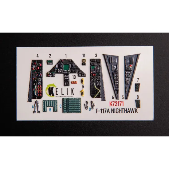 Kelik K72171 1/72 F-117a Nighthawk Interior 3d Decals For Academy Kit