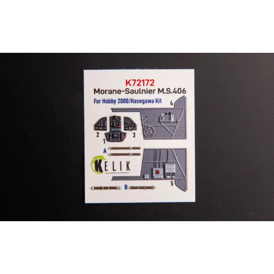 Kelik K72172 1/72 Morane-saulnier Ms406 Interior 3d Decals For Hobby 2000/Hasegawa Kit