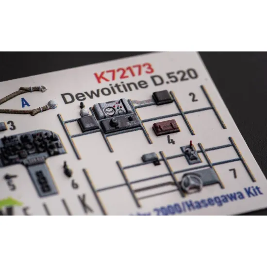 Kelik K72173 1/72 Dewoitine D 520 Interior 3d Decals For Hobby 2000/Hasegawa Kit Kelik K72173 1/72 Dewoitine D 520 Interior 3d Decals For Hobby 2000/Hasegawa Kit