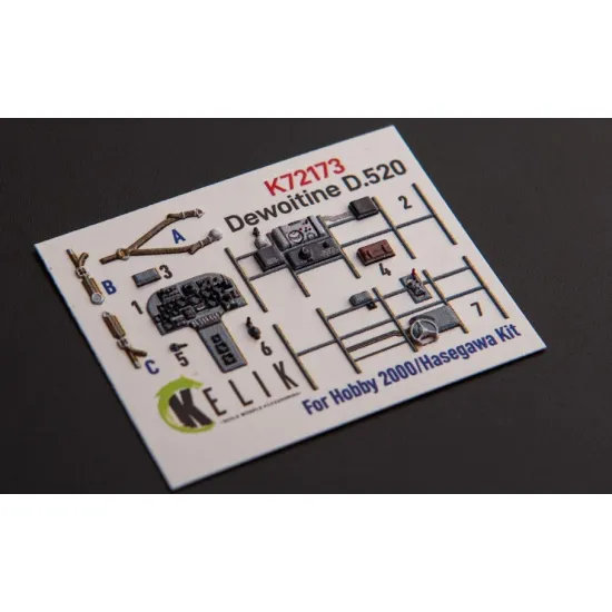 Kelik K72173 1/72 Dewoitine D 520 Interior 3d Decals For Hobby 2000/Hasegawa Kit Kelik K72173 1/72 Dewoitine D 520 Interior 3d Decals For Hobby 2000/Hasegawa Kit