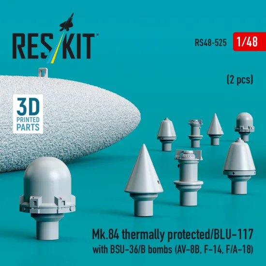 Reskit Rs48-0525 1/48 Mk.84 Thermally Protected/Blu-117 With Bsu-36/B Bombs 2 Pcs