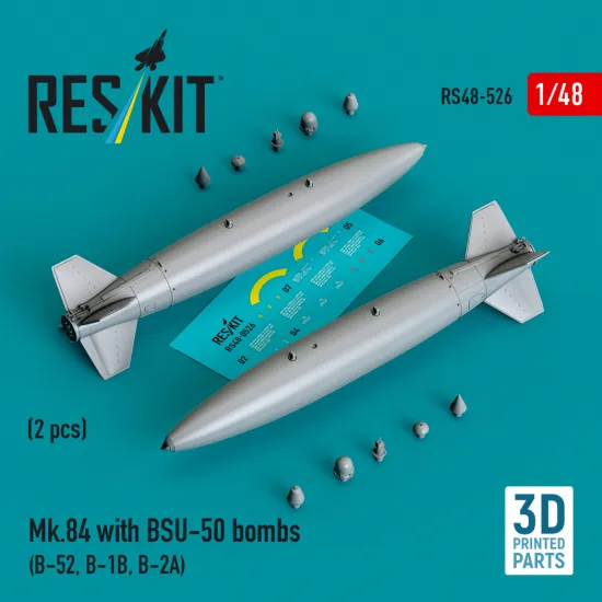 Reskit Rs48-0526 1/48 Mk.84 With Bsu-50 Bombs 2 Pcs Resin Kit Reskit Rs48-0526 1/48 Mk.84 With Bsu-50 Bombs 2 Pcs Resin Kit