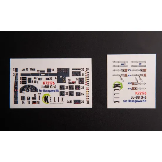 Kelik K72176 1/72 Ju88 G-6 Interior 3d Decals For Hasegawa Kit Kelik K72176 1/72 Ju88 G-6 Interior 3d Decals For Hasegawa Kit