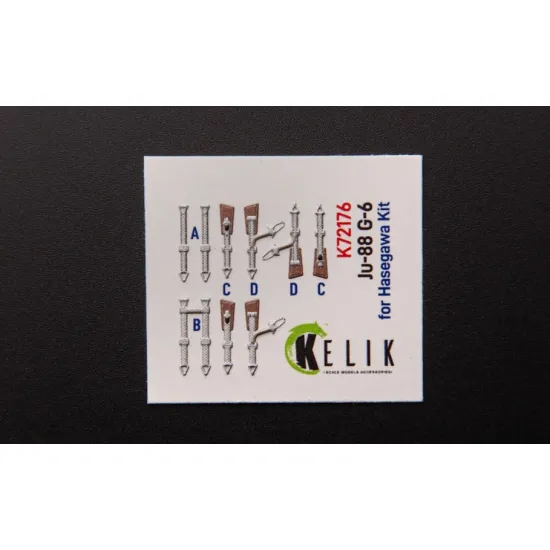 Kelik K72176 1/72 Ju88 G-6 Interior 3d Decals For Hasegawa Kit Kelik K72176 1/72 Ju88 G-6 Interior 3d Decals For Hasegawa Kit