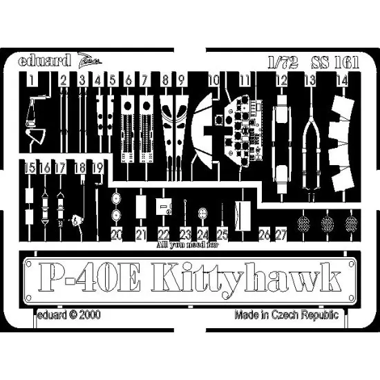 Photoetched set P-40E Kittyhawk, for Academy kit 1/72 Eduard SS161