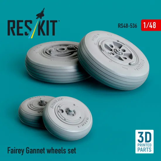 Reskit Rs48-0536 1/48 Fairey Gannet Wheels Set 3d Printed Resin Kit
