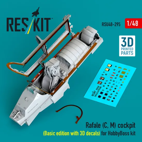 Reskit Rsu48-0295 1/48 Rafale C, M Cockpit Basic Edition With 3d Decals For Hobbyboss
