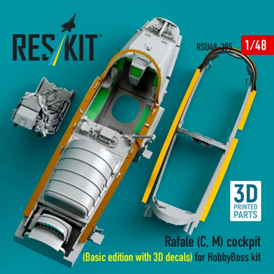 Reskit Rsu48-0295 1/48 Rafale C, M Cockpit Basic Edition With 3d Decals For Hobbyboss